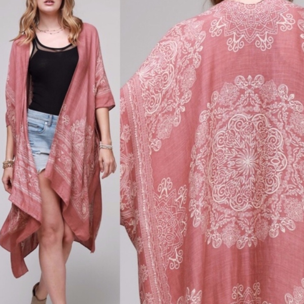 Mandala kimono paisley print scarf coverup beach - Picture 5 of 5